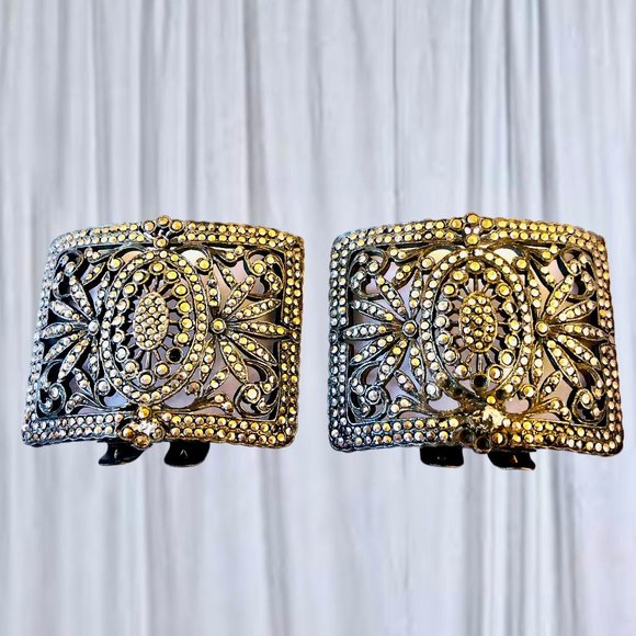 Vintage Shoe Clip Studs Silvertone Heavy Large - Picture 9 of 10